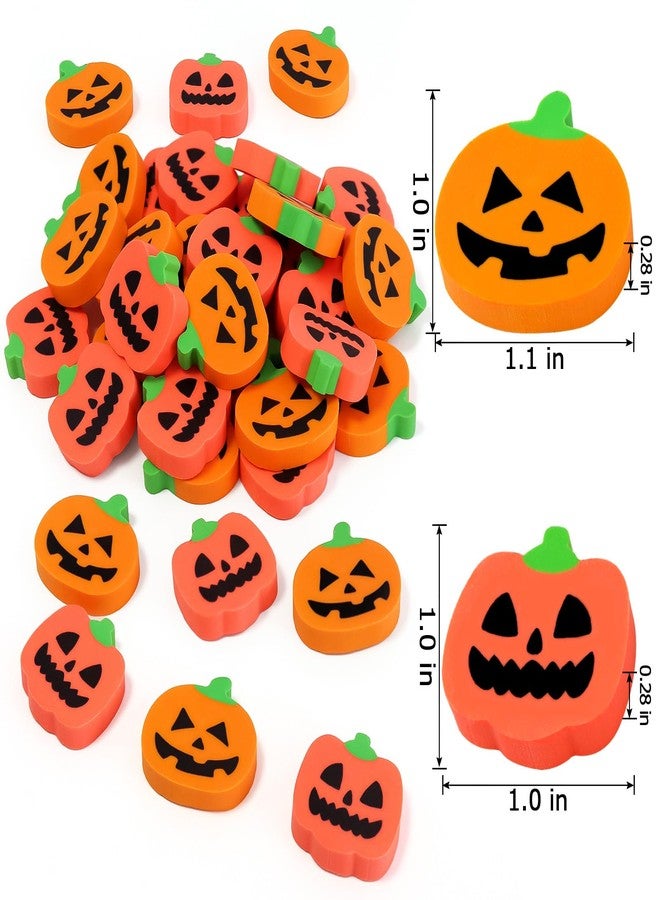 LIGHOON 48 Pcs Halloween Pumpkin Erasers for Kids Bulk, Cute Erasers Novelty Pencil Erasers Homework Rewards School Students Classroom Prizes Holiday Party Favors Gifts - Image 2